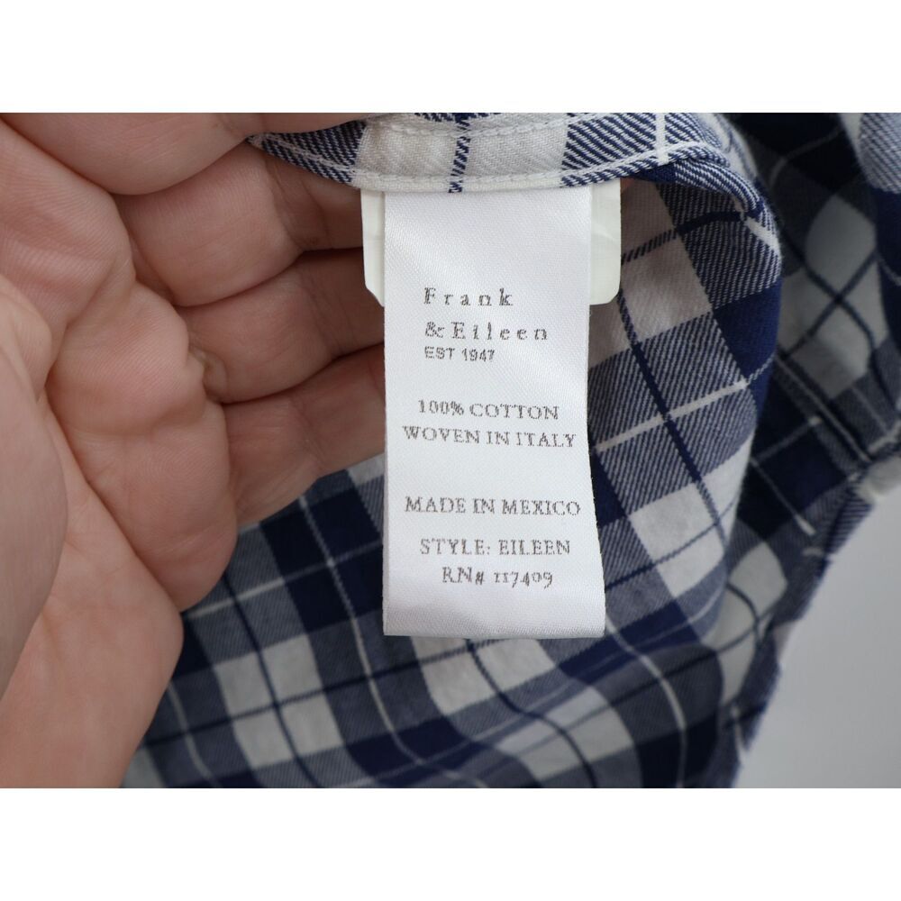 Frank & Eileen Shirt Eileen XXS Blue White Plaid Button Long Sleeve Top NEW - Picture 5 of 8